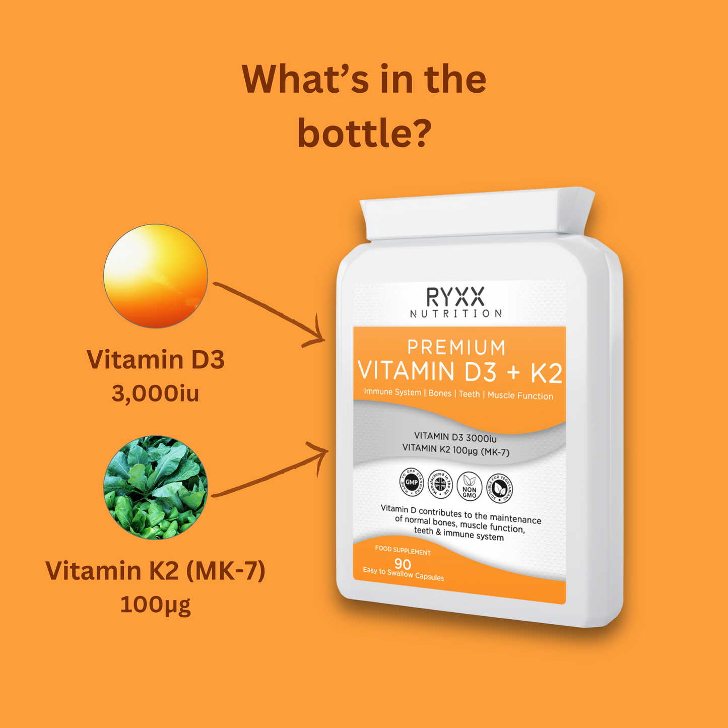 6 Month Supply - Premium Vitamin D3 3000iu & Vitamin K2 100ug (MK7) (2 Pack)