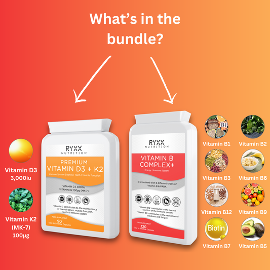 Immunity Plus Bundle - Vitamin B Complex & Premium Vitamin D3 & K2