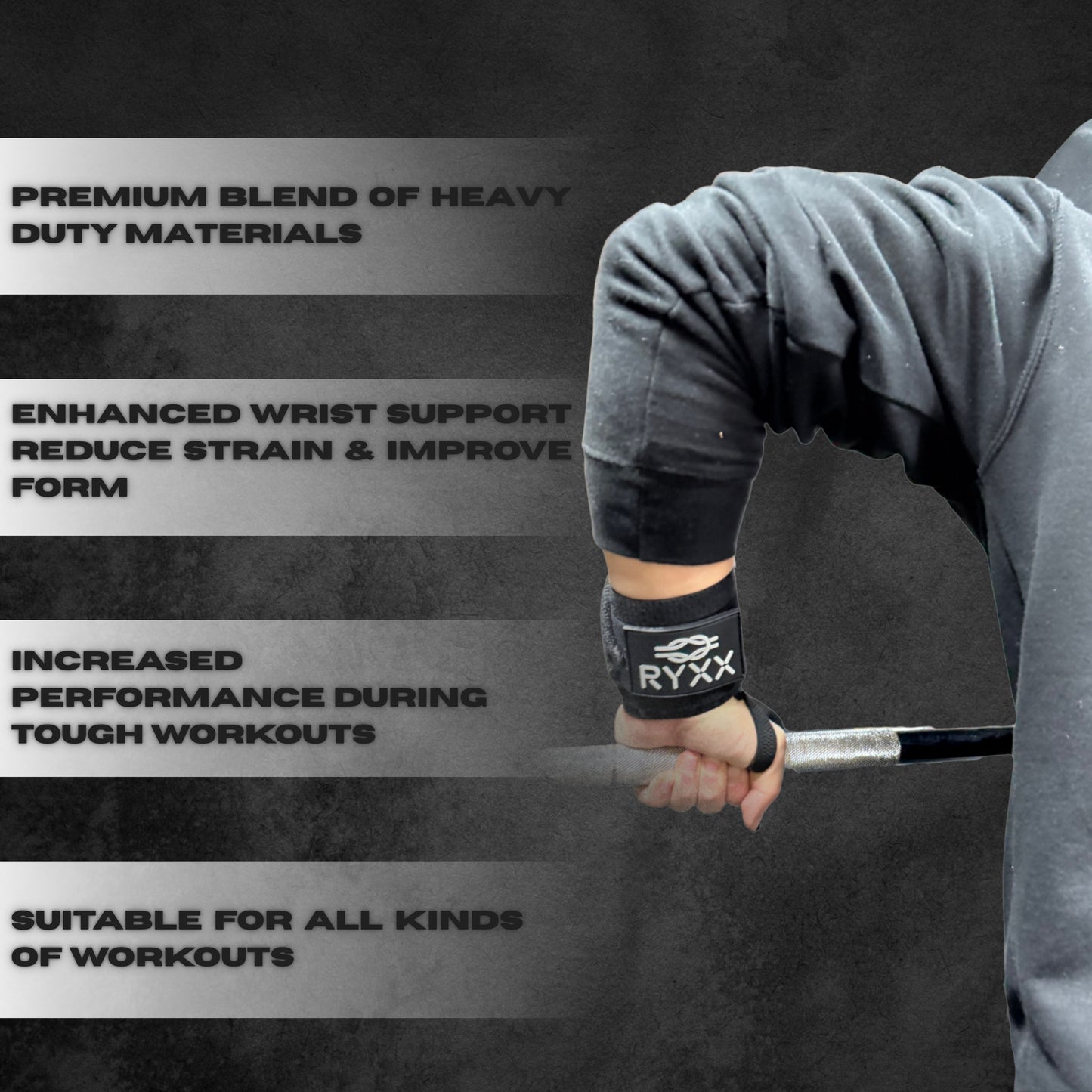 Weightlifting Wrist Wraps - 24" Heavy-Duty - One Size Fits All