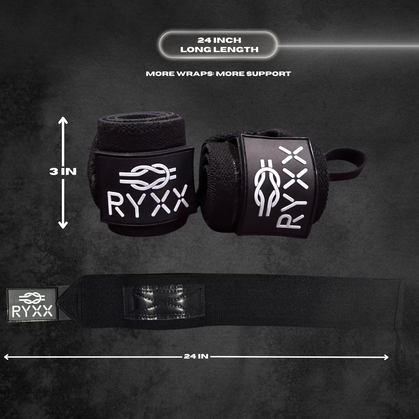 Weightlifting Wrist Wraps - 24" Heavy-Duty - One Size Fits All